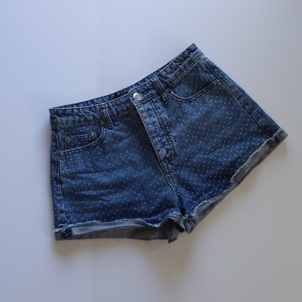 Polka Dot Jean shorts / Swiss dot denim shorts